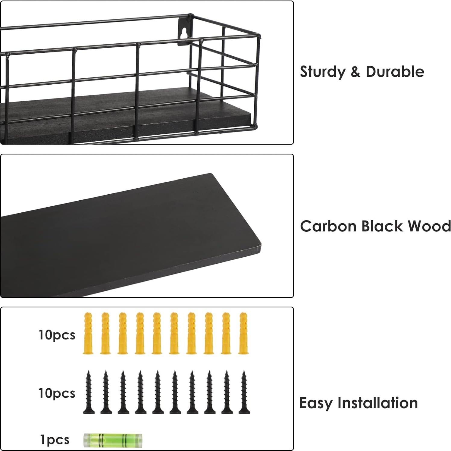 Estanterías Flotantes Fixwal 4 Piezas Negro para Pared