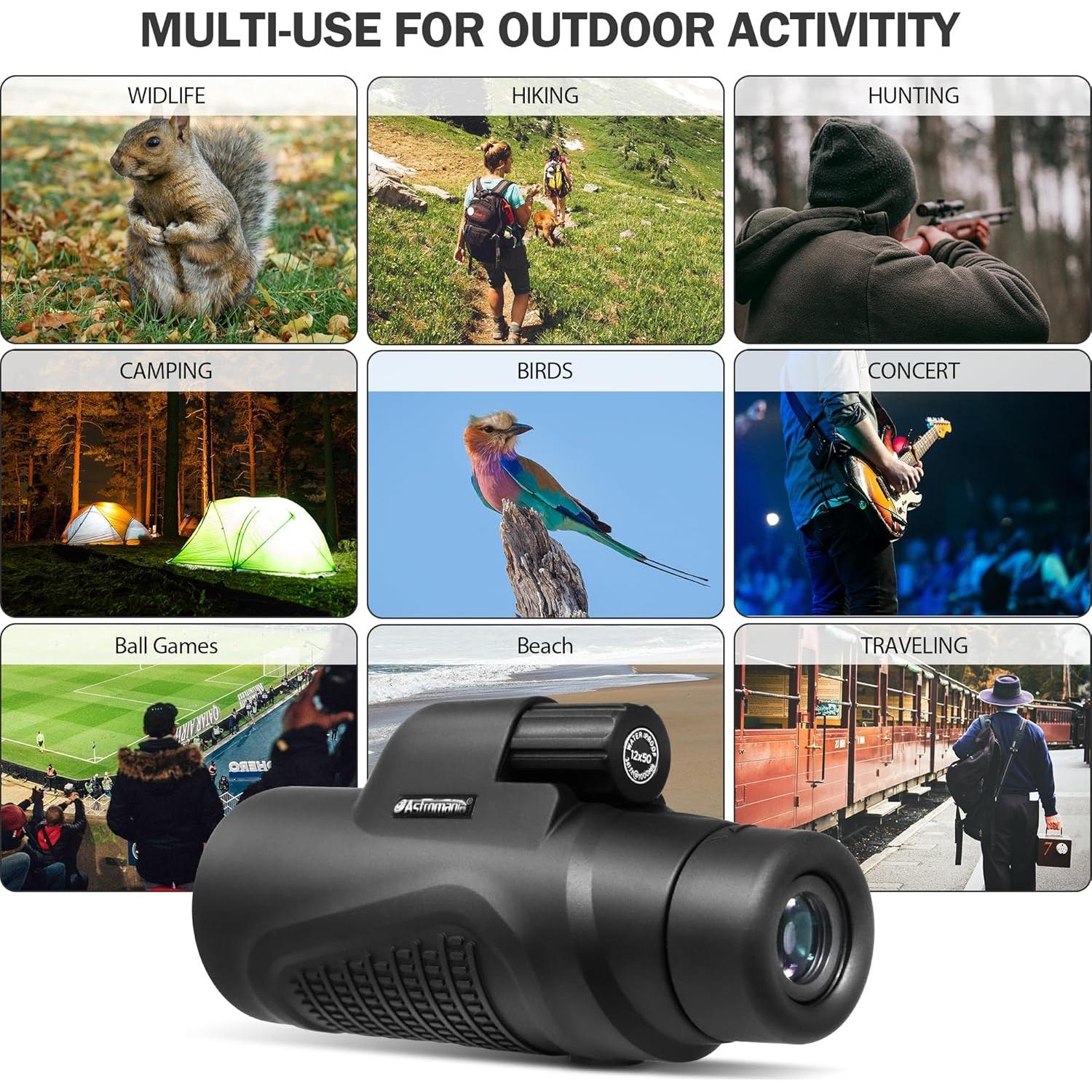 Telescopio Monocular Astromania 12x50 HD Impermeable