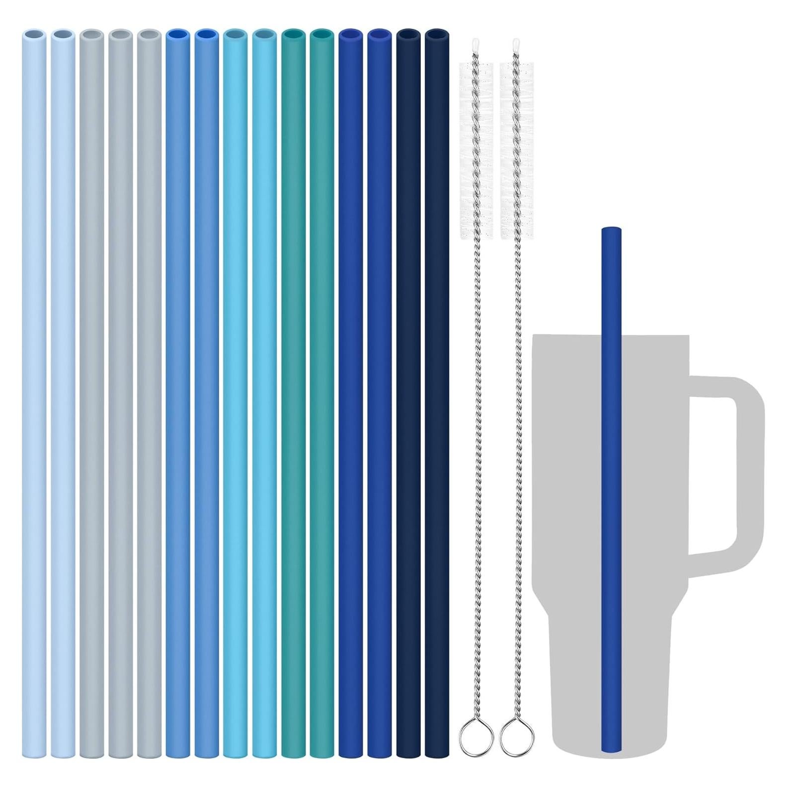 Pajitas de Silicona Tomorotec 15-Pack 31.75 cm Colores del Mar