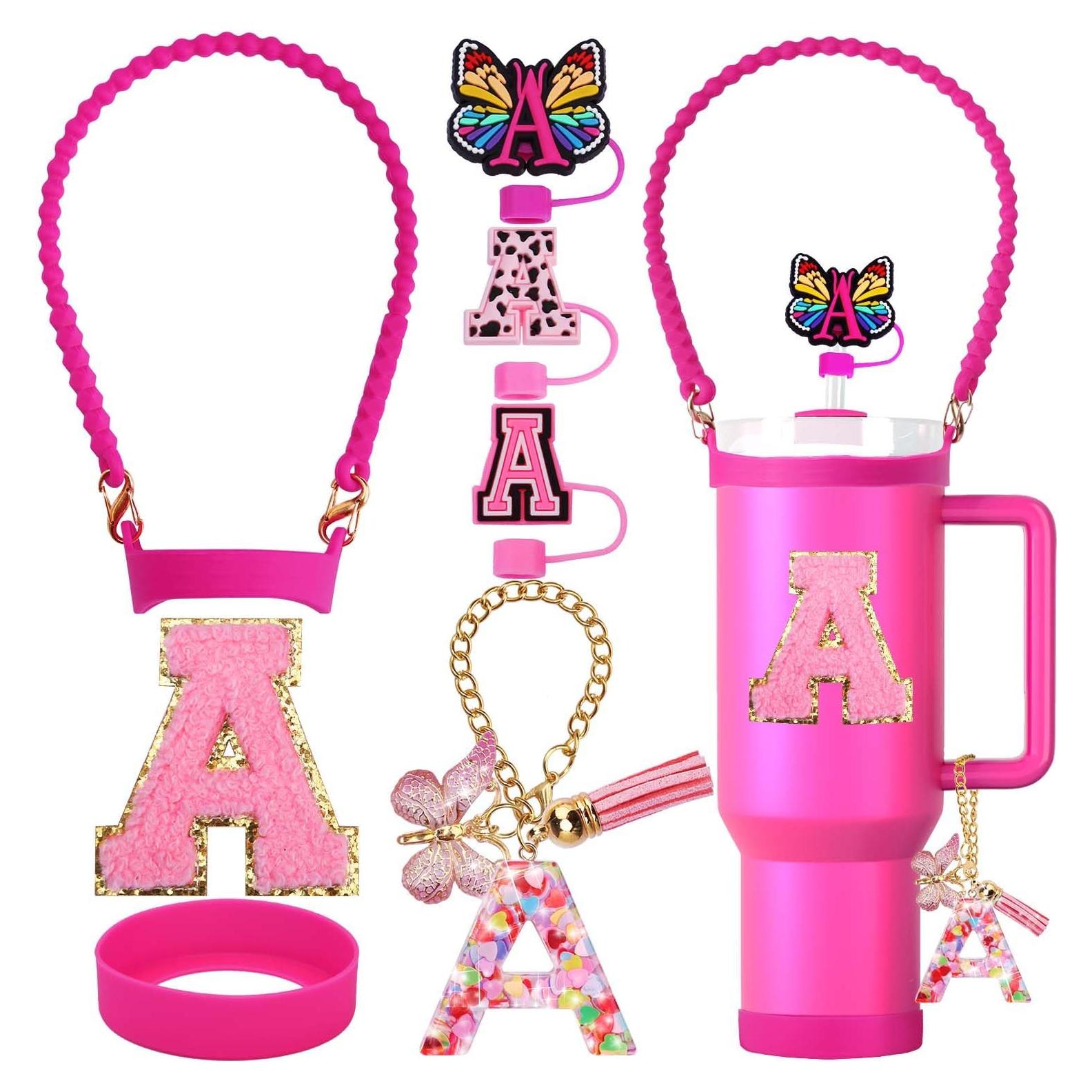 Juego de Accesorios 8 Piezas ZYBIDEAL para Taza Stanley Rosa
