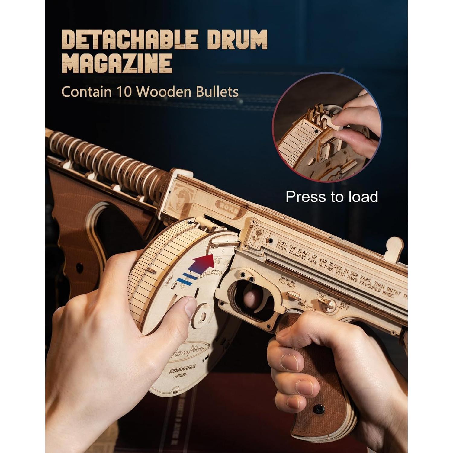 Rompecabezas de Madera 3D ROKR Pistola Tommy 1.04 kg