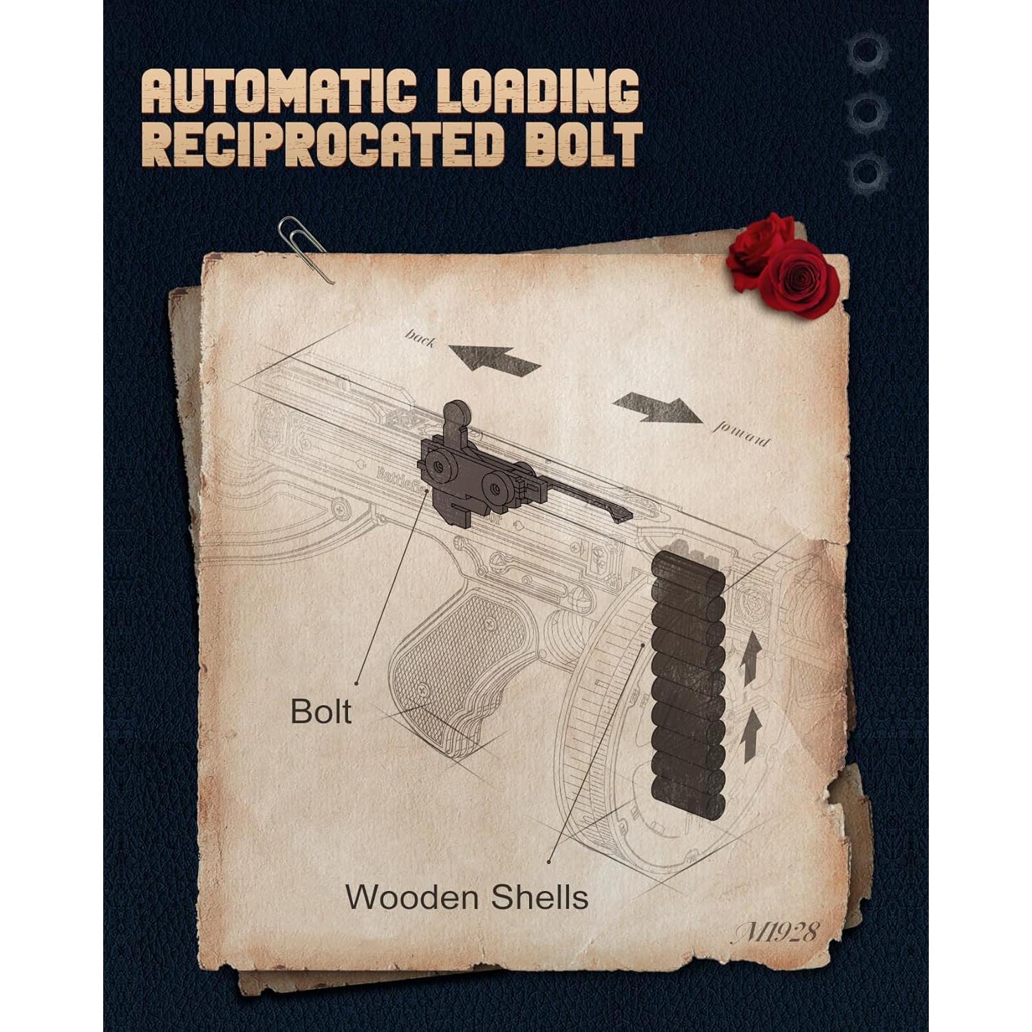 Rompecabezas de Madera 3D ROKR Pistola Tommy 1.04 kg