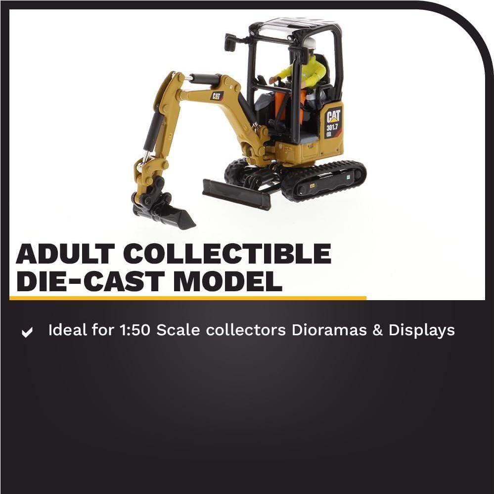 Excavadora Hidráulica Mini Caterpillar 301.7 CR 1:50 Diecast Masters