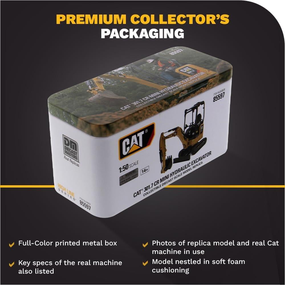 Excavadora Hidráulica Mini Caterpillar 301.7 CR 1:50 Diecast Masters