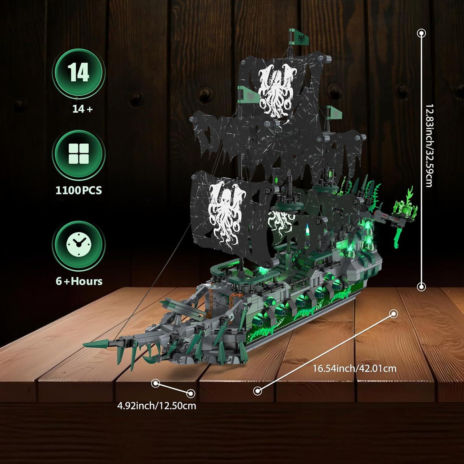 Kit de Construcción Barco Pirata LED 1100 Piezas Aifu