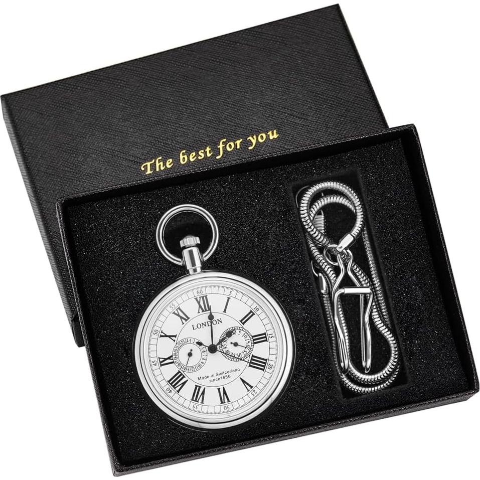 Reloj de bolsillo mecánico Tiong 47mm acero inoxidable vintage