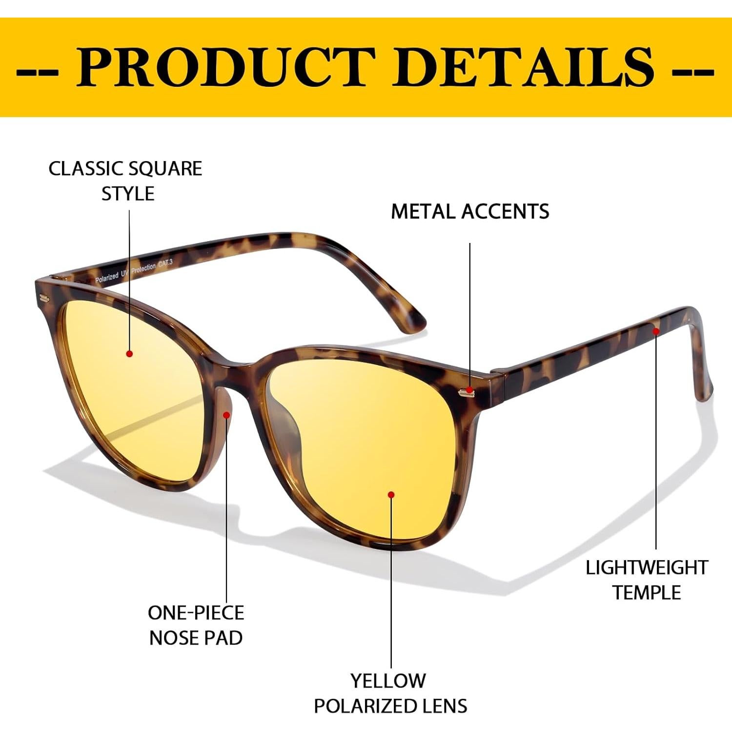 Gafas de Visión Nocturna FIMILU 2 Pack Polarizadas Amarillas