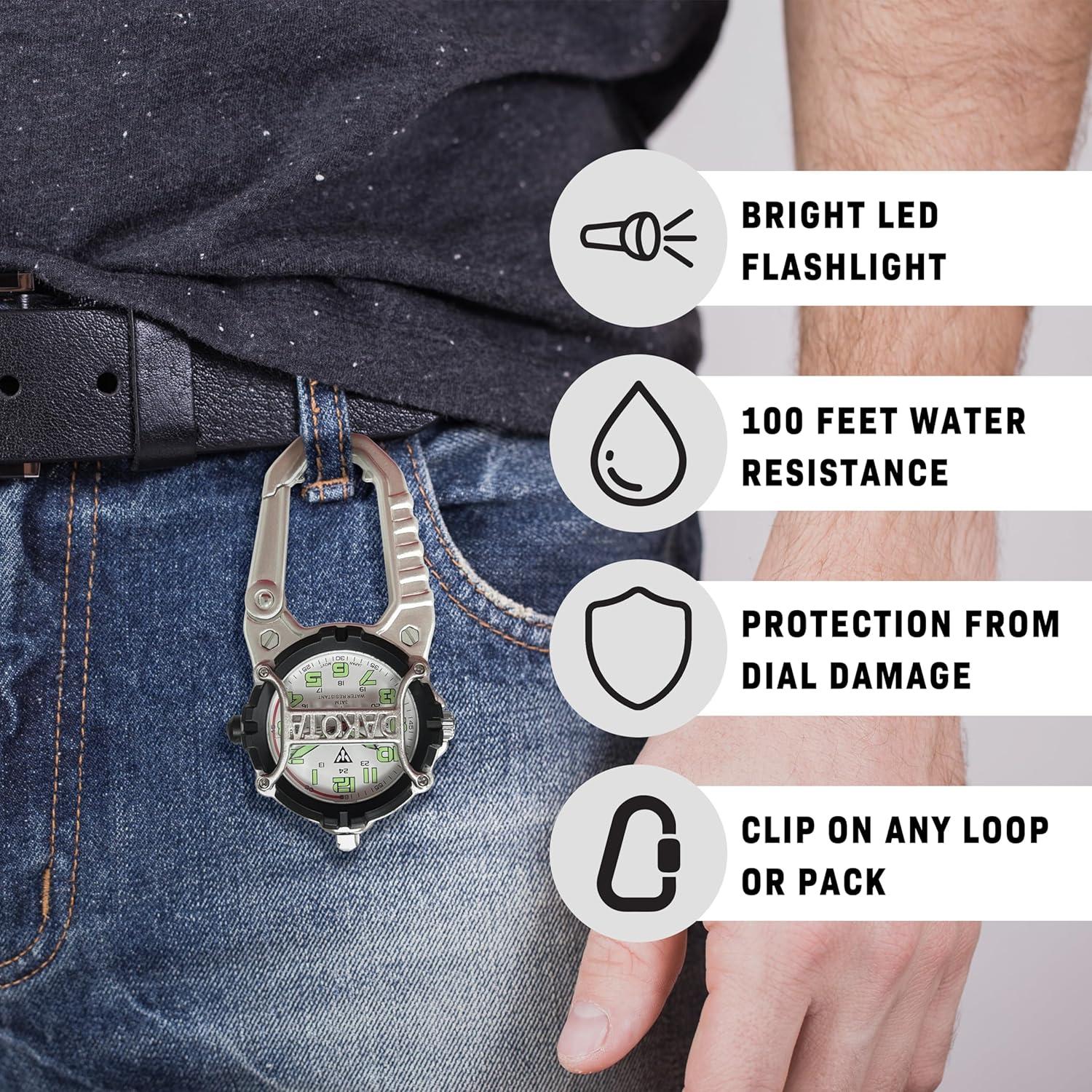 Reloj Táctico Dakota con Linterna LED - Plata - 3.89x3.89cm