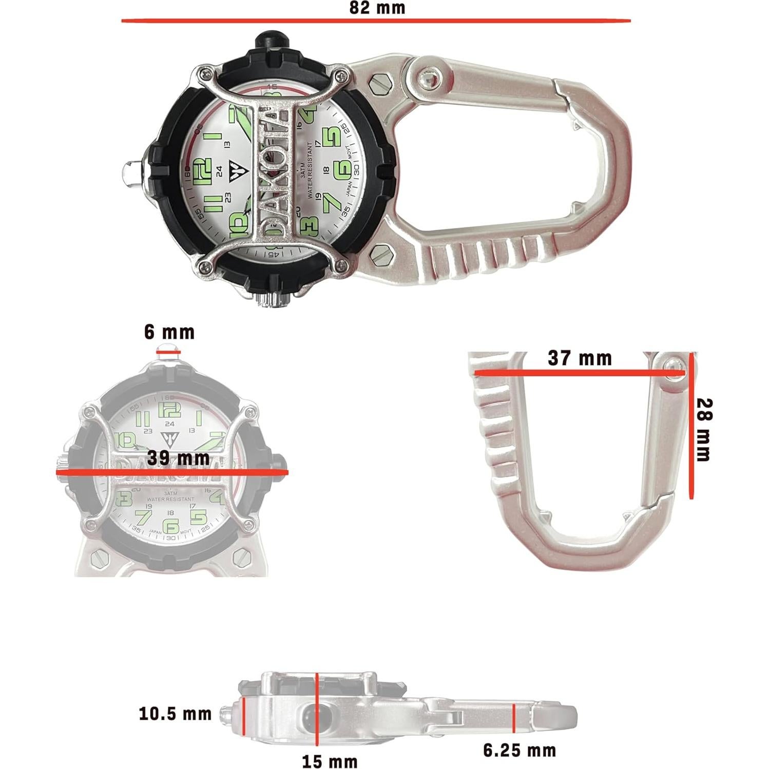 Reloj Táctico Dakota con Linterna LED - Plata - 3.89x3.89cm