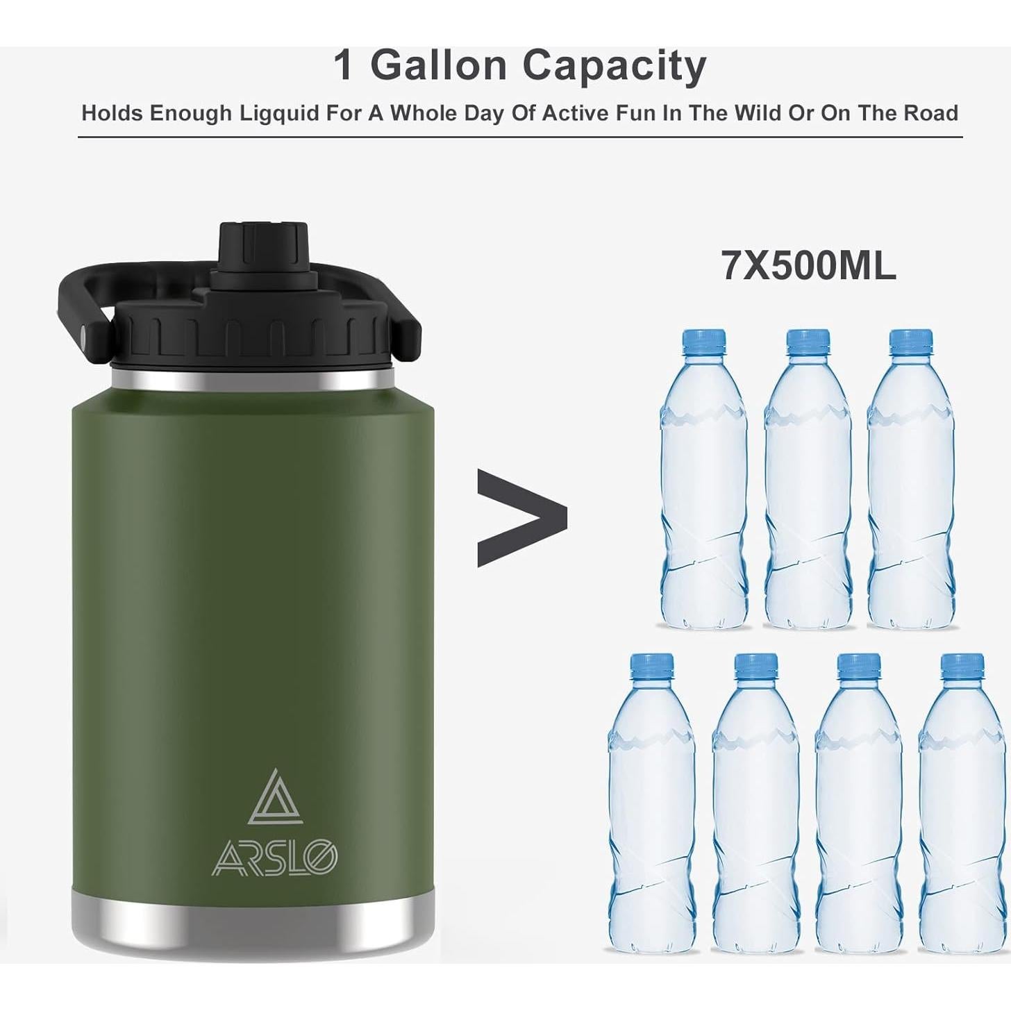 Jarra de Agua Aislada Arslo 3.79L Verde Militar