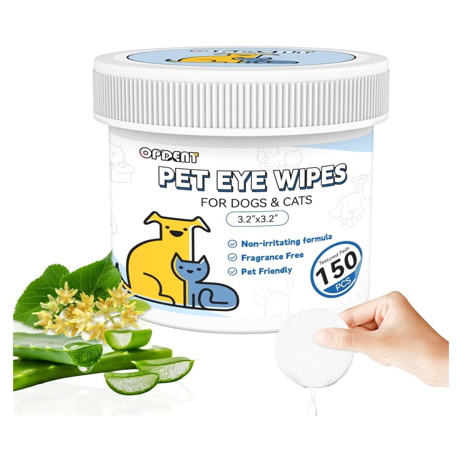 Toallitas para Ojos para Perros y Gatos Opdent 150 Pcs 8.13 cm