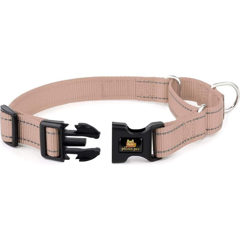 Plutus Pet Reflective Martingale Collar with Buckle - Durable and Adjustable Training Collar for No Pulling, Dog Choker Collar for Small Medium Large Dogs, Beige, XS