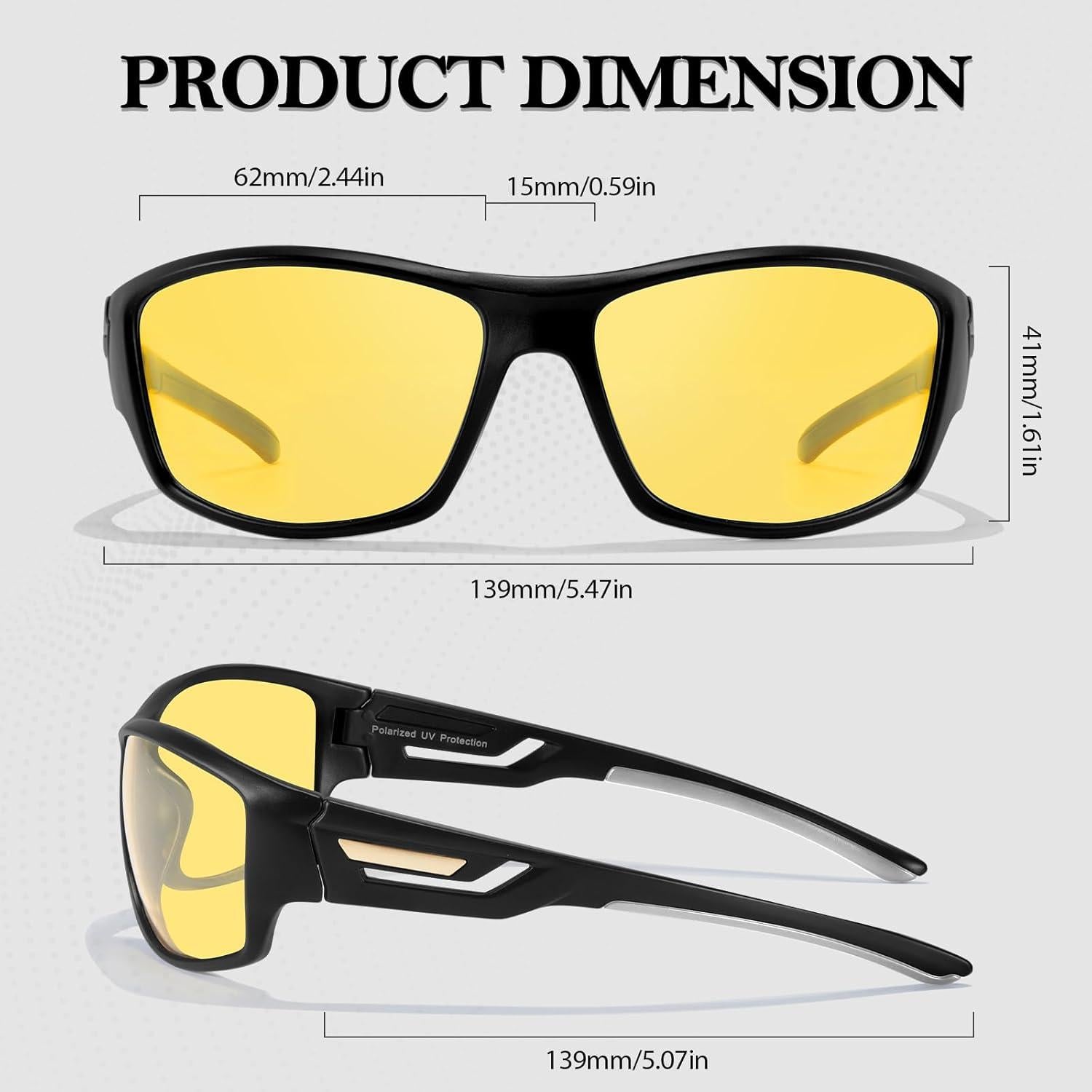 Gafas de Visión Nocturna TJUTR Polarizadas Amarillas