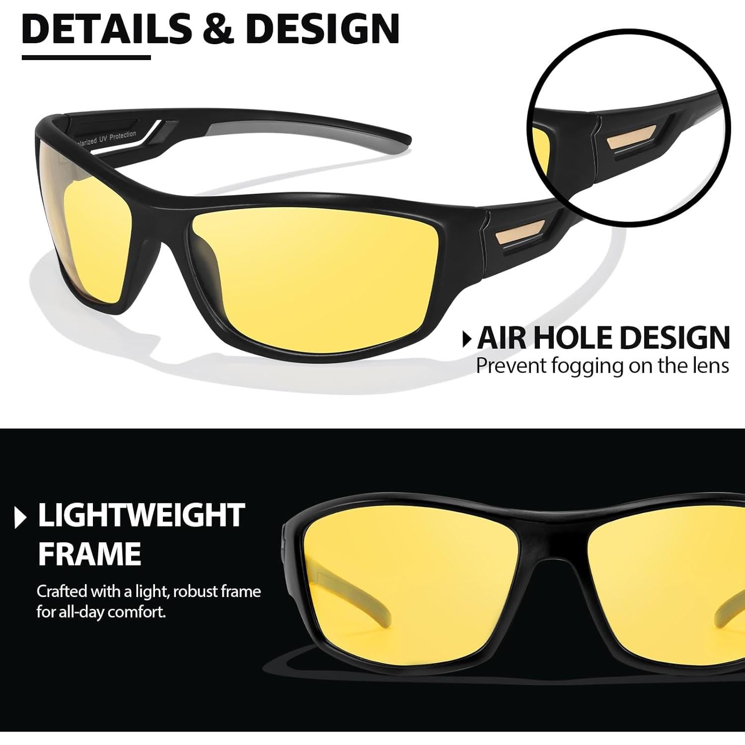 Gafas de Visión Nocturna TJUTR Polarizadas Amarillas