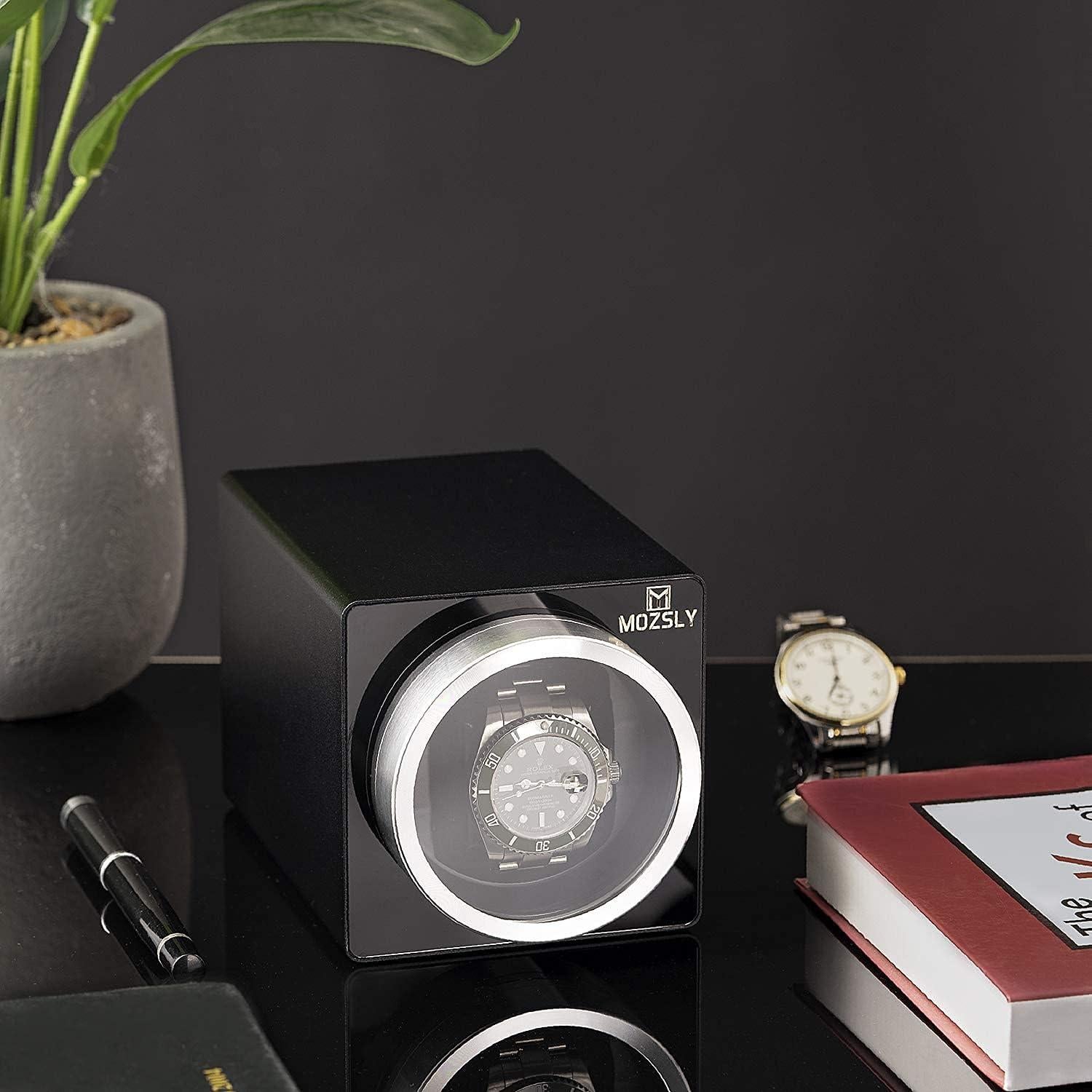MOZSLY Reloj Winder Individual para Relojes Automáticos Negro