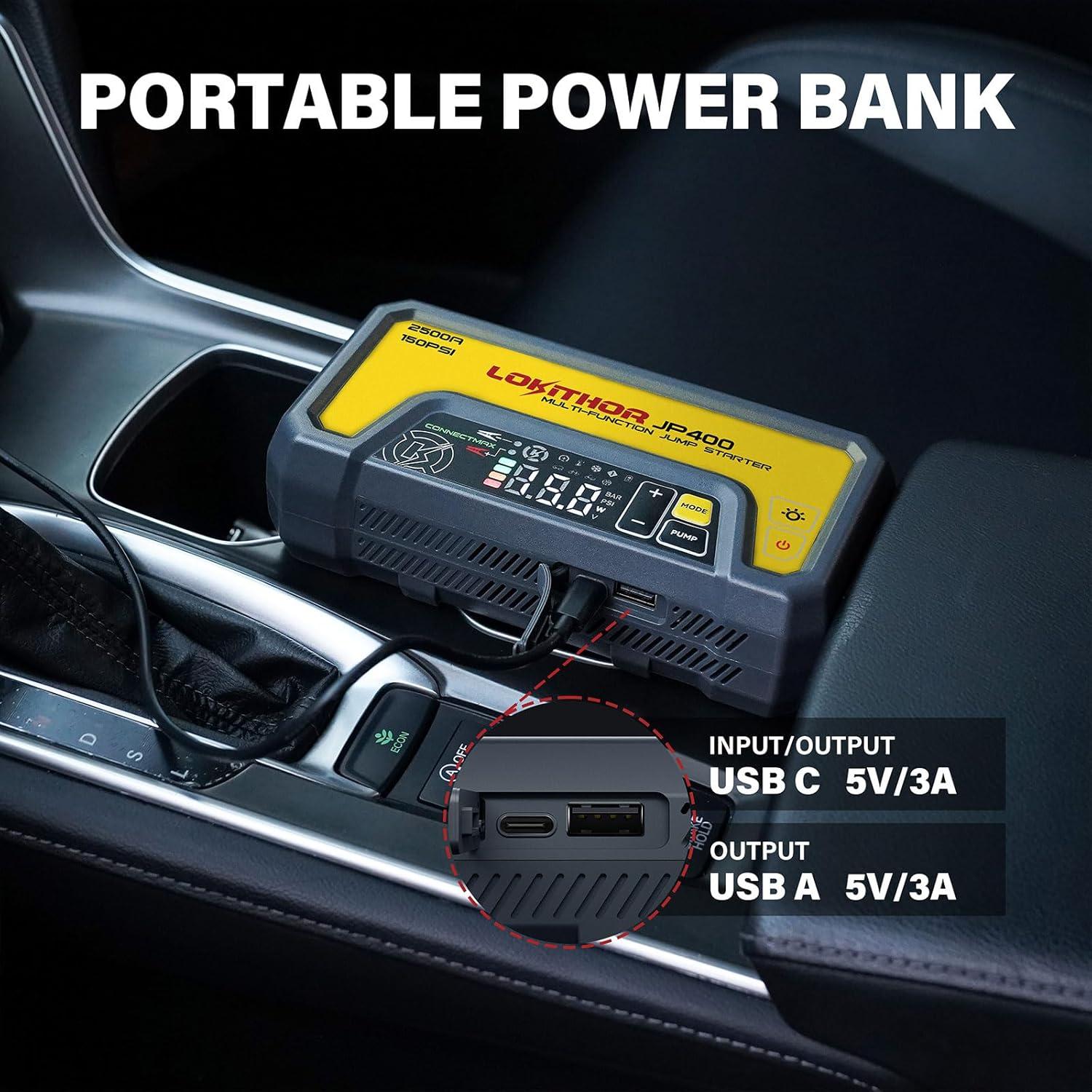 Arrancador de Salto LOKITHOR JP400 con Compresor 2500A