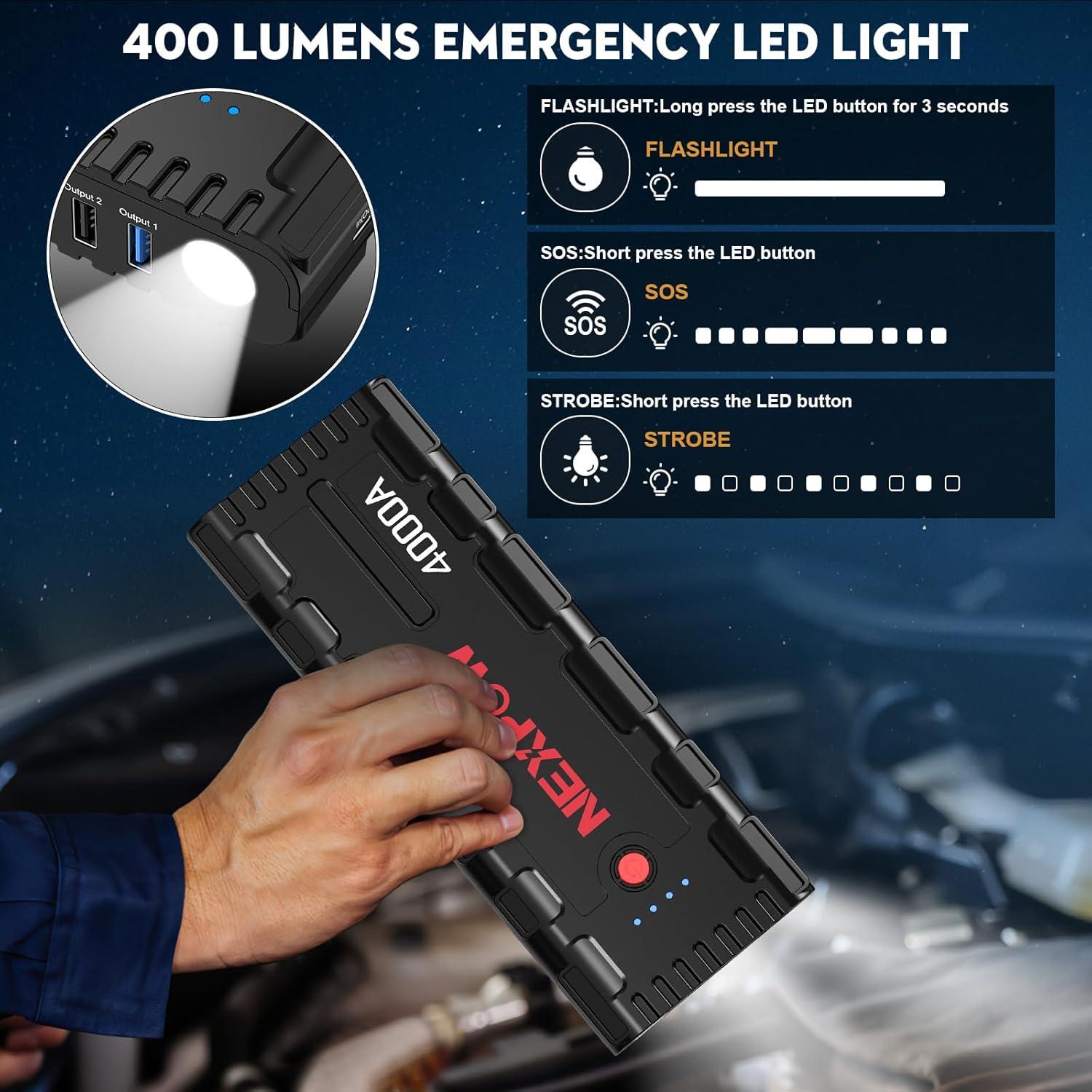 Arrancador de Coche NEXPOW G17 S40 4000A Carga Rápida