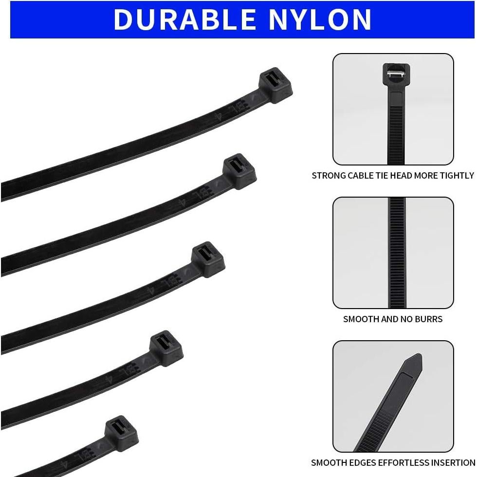 Bridas de Plástico Nylon KOOWIN 400pcs 4-6-8-12 pulgadas