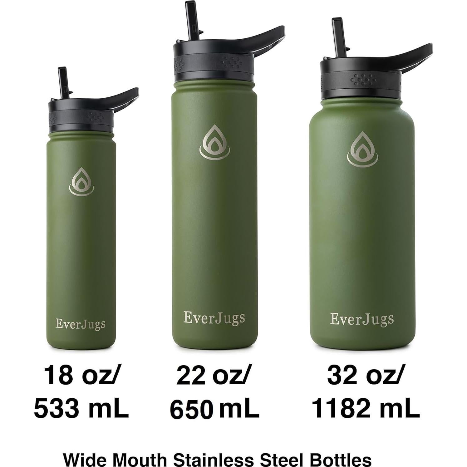 Botella de Agua EverJugs 0.95L Boca Ancha Acero Inoxidable