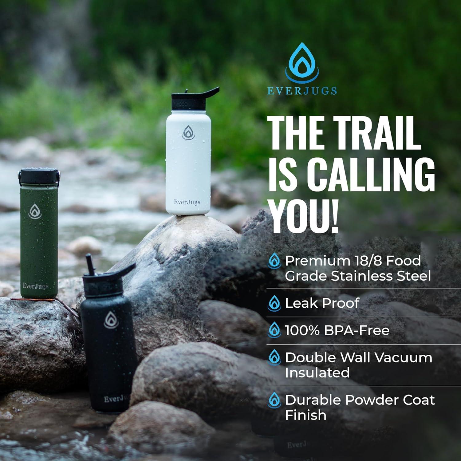 Botella de Agua EverJugs 0.95L Boca Ancha Acero Inoxidable