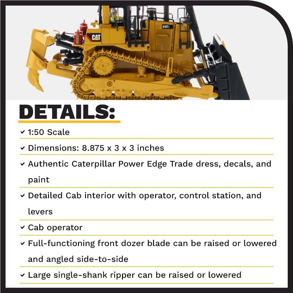 Tractor de Oruga Caterpillar D10T2 Diecast 1:50 Detalles