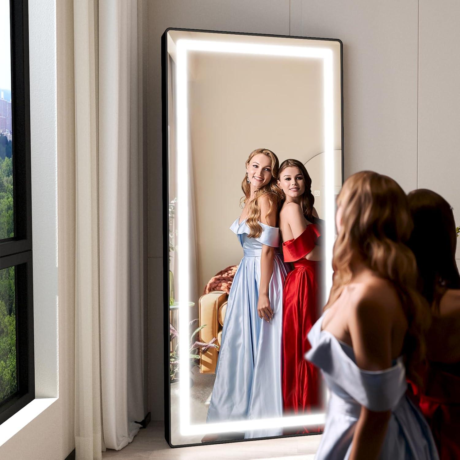 Espejo de Cuerpo Completo FENNIO LED 177.8x81.3cm Negro