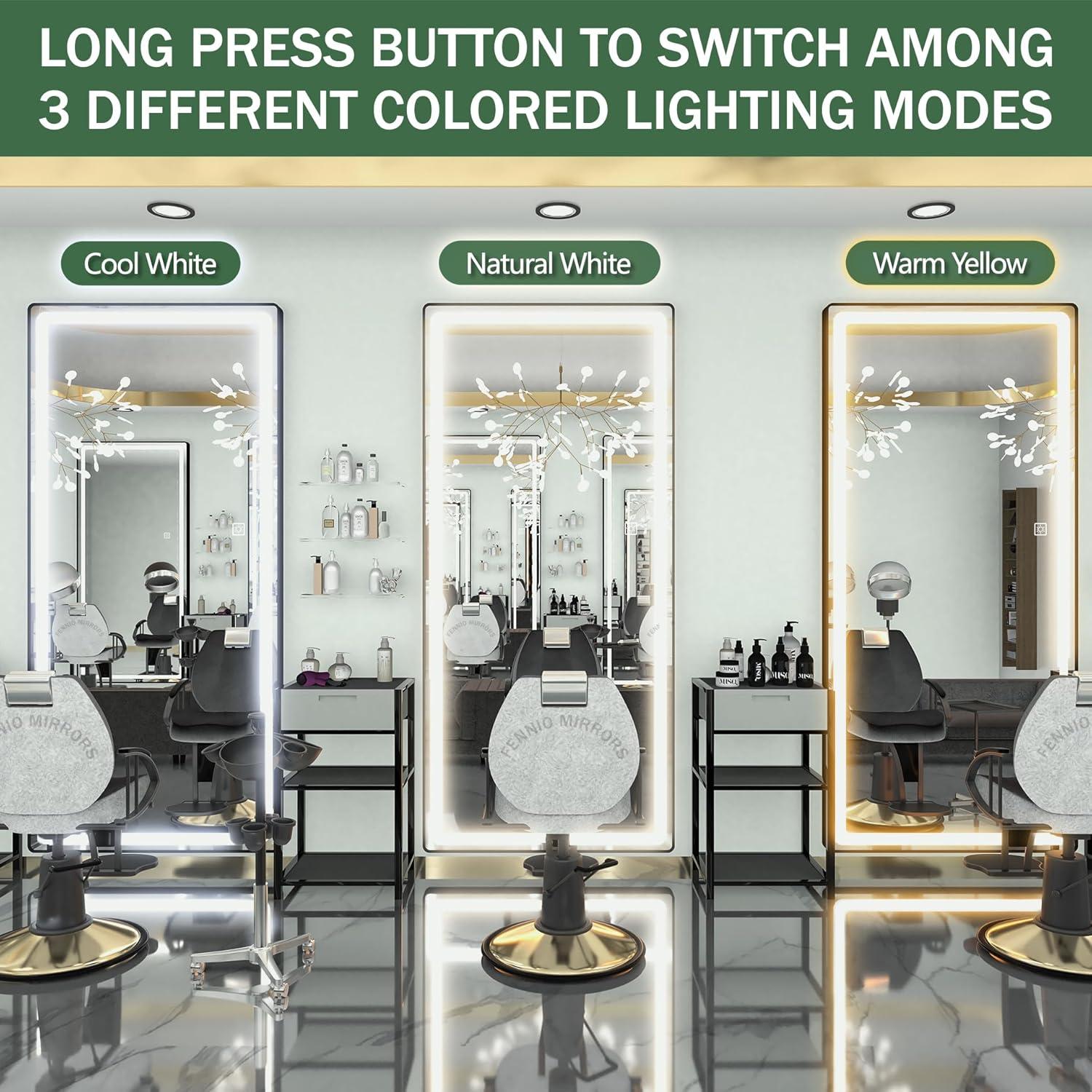 Espejo de Cuerpo Completo FENNIO LED 177.8x81.3cm Negro