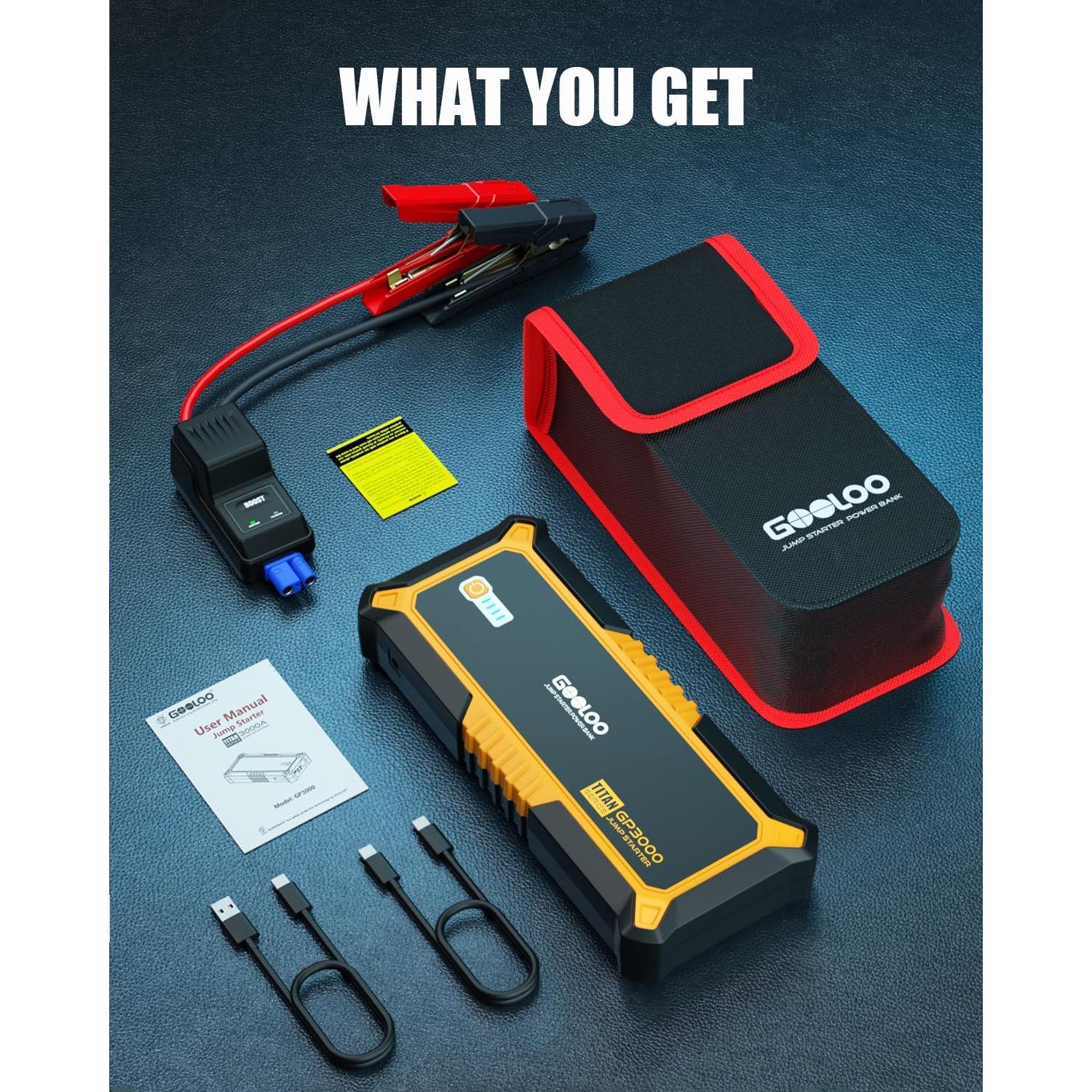 GOOLOO GP3000 Arrancador de Batería 3000A 12V USB