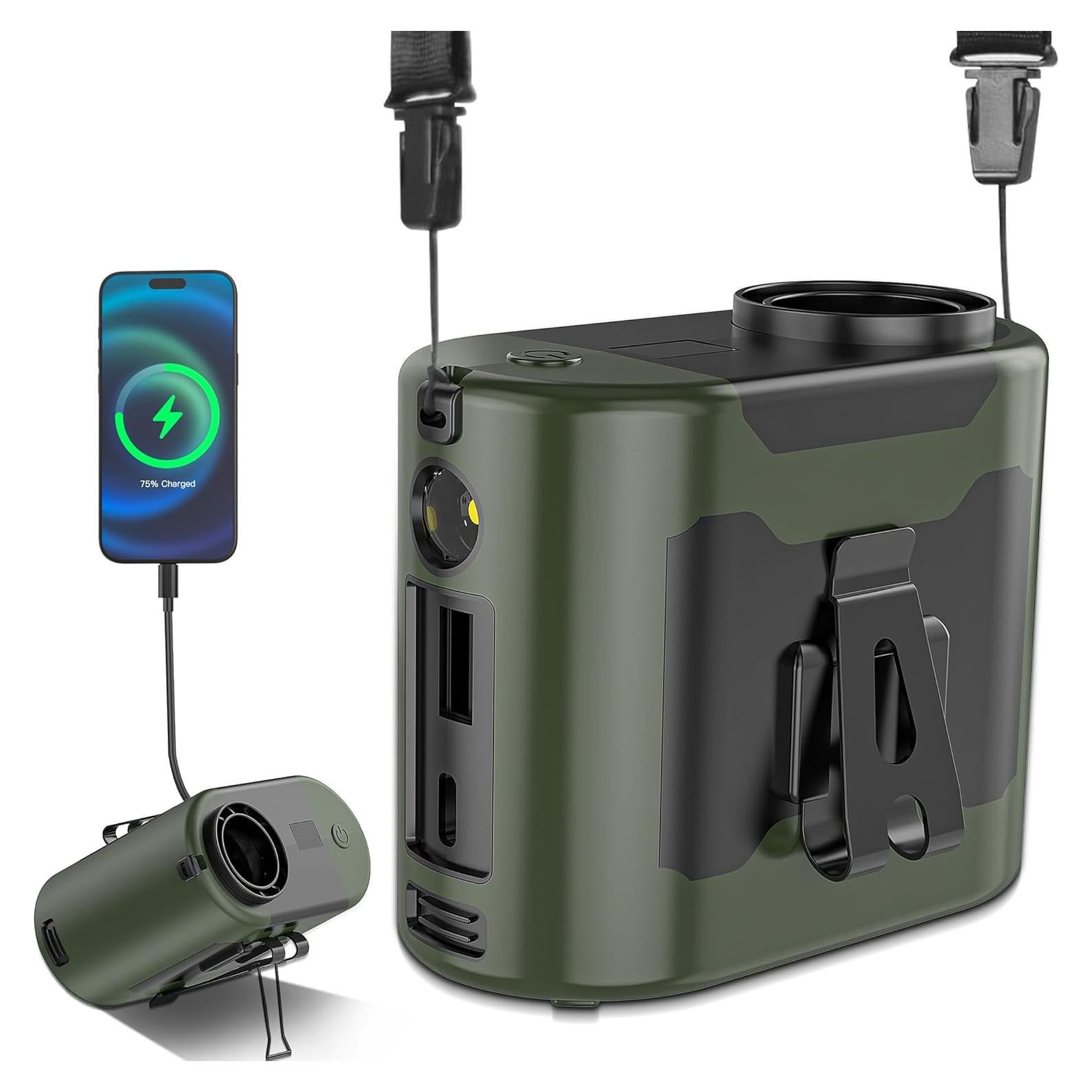 Ventilador de Cintura Portátil FunHack F60 Verde 5 Velocidades