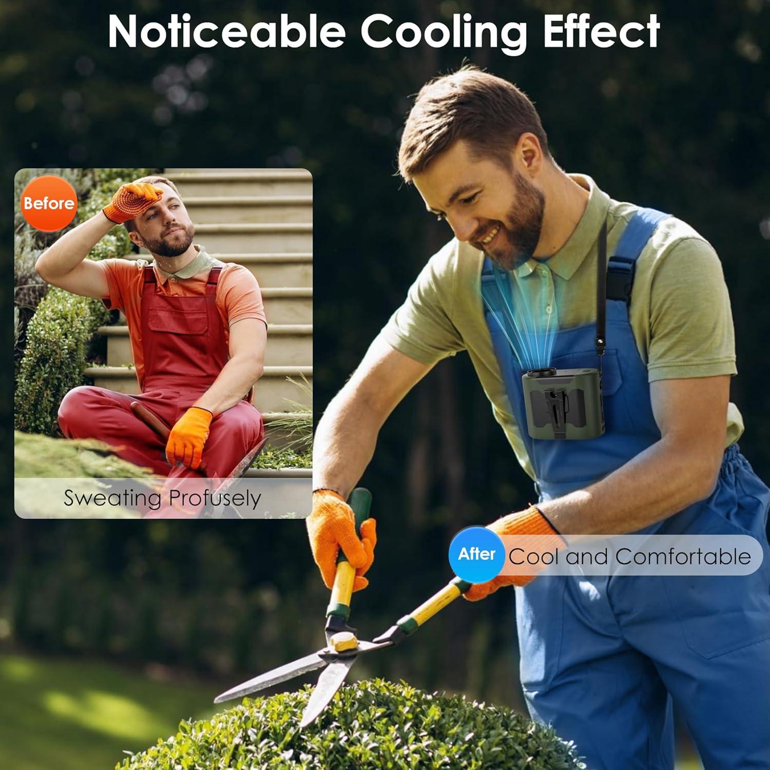 Ventilador de Cintura Portátil FunHack F60 Verde 5 Velocidades