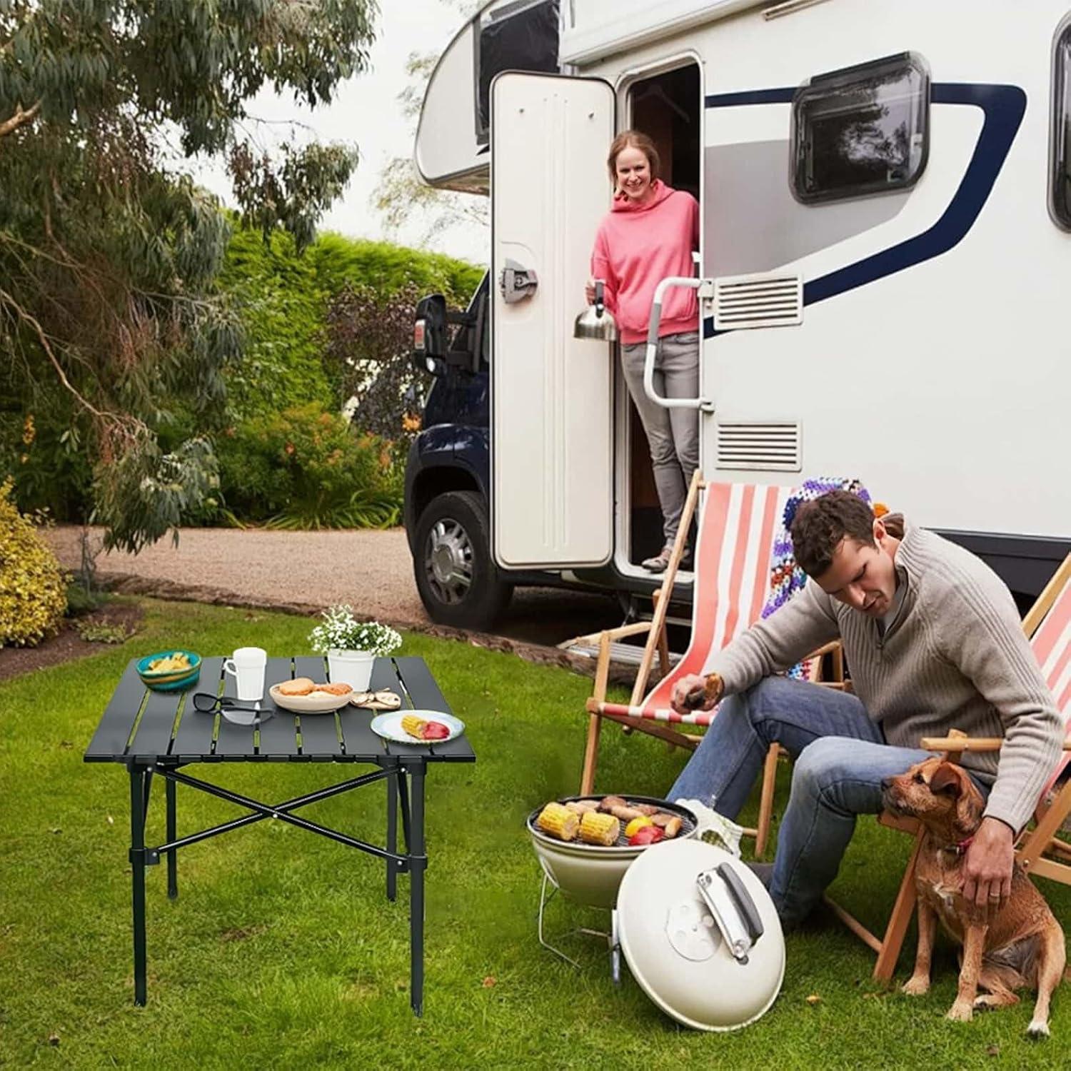 Mesa Plegable de Camping Xajsdlxs Negra 53.34x50.8x48.26 cm