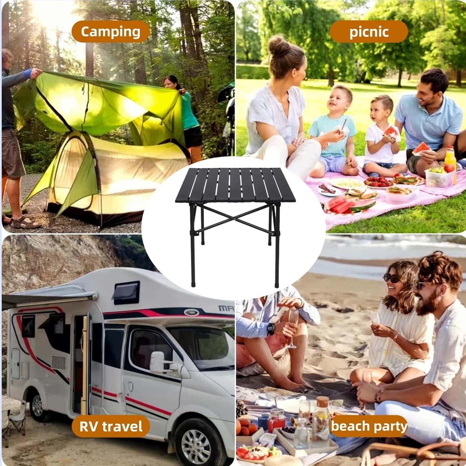 Mesa Plegable de Camping Xajsdlxs Negra 53.34x50.8x48.26 cm