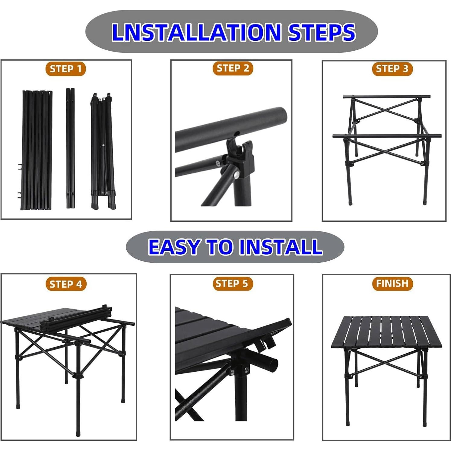 Mesa Plegable de Camping Xajsdlxs Negra 53.34x50.8x48.26 cm
