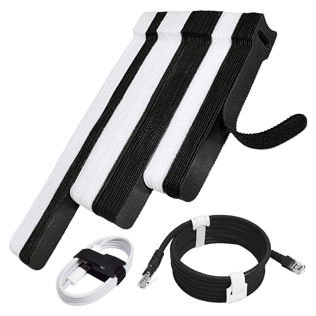 70 Bridas Reutilizables NAYZWOK 4-8 Pulgadas Negro y Blanco