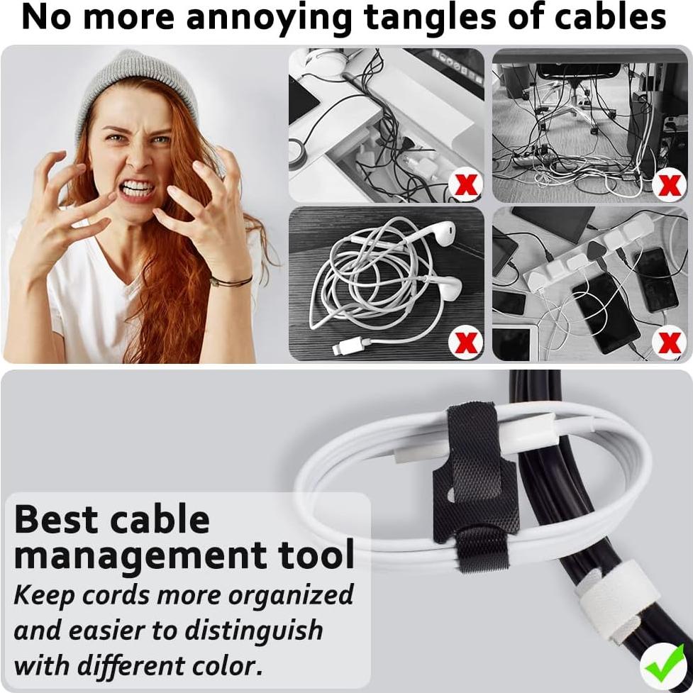 70 Bridas Reutilizables NAYZWOK 4-8 Pulgadas Negro y Blanco