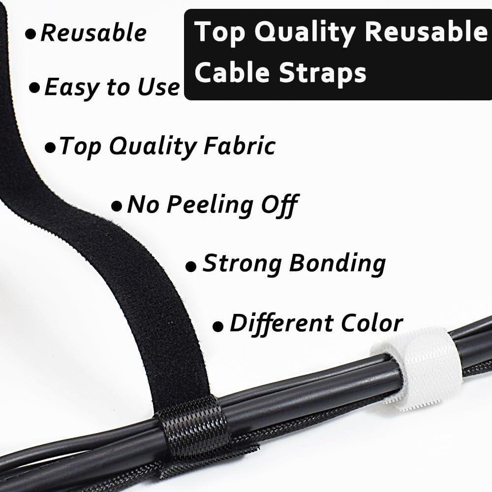 70 Bridas Reutilizables NAYZWOK 4-8 Pulgadas Negro y Blanco