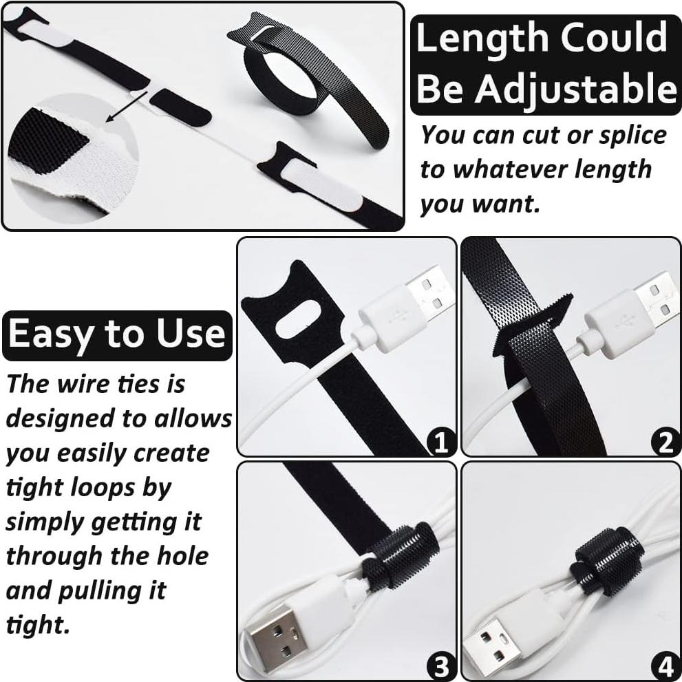 70 Bridas Reutilizables NAYZWOK 4-8 Pulgadas Negro y Blanco