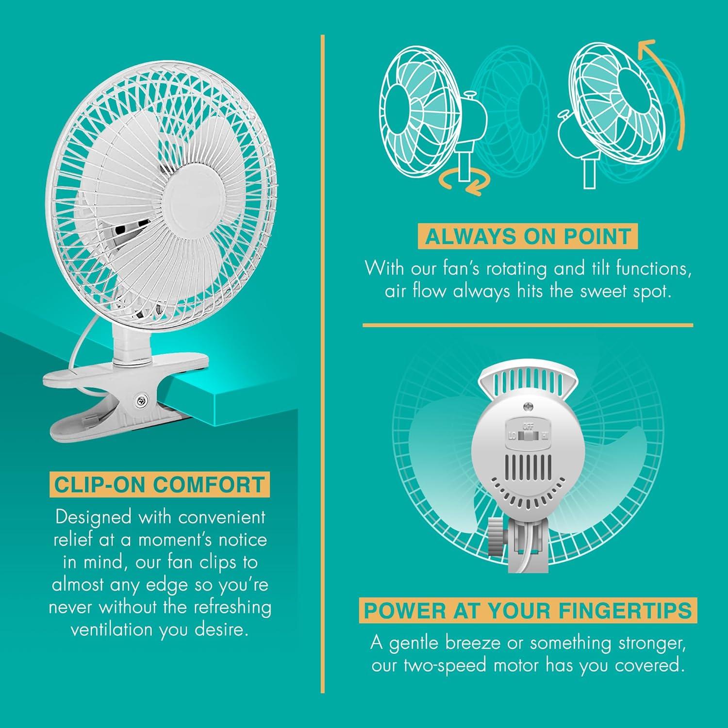 Ventilador Clip-On JOEY'Z 15 cm 2 Velocidades Silencioso Negro