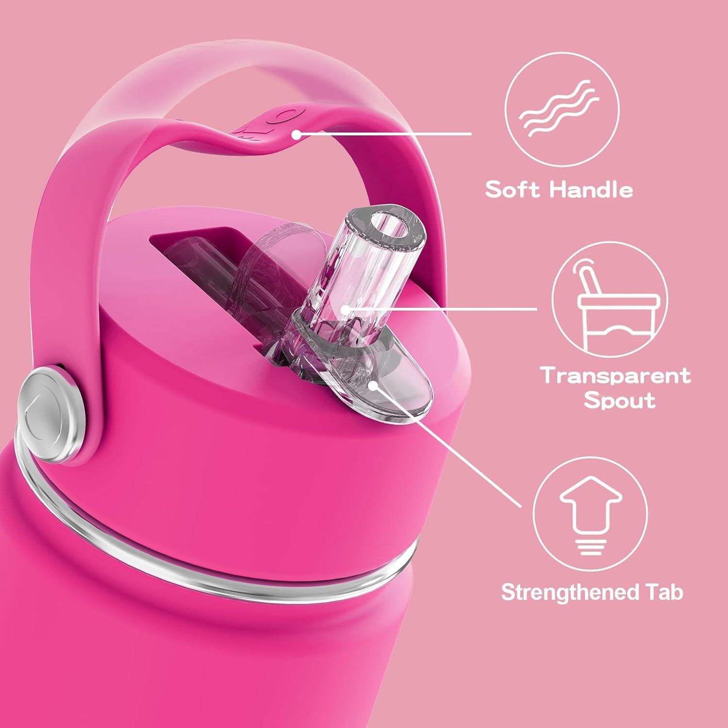 Botella de Agua OISIZ 414 ml con Tapa de Pajita Rosa