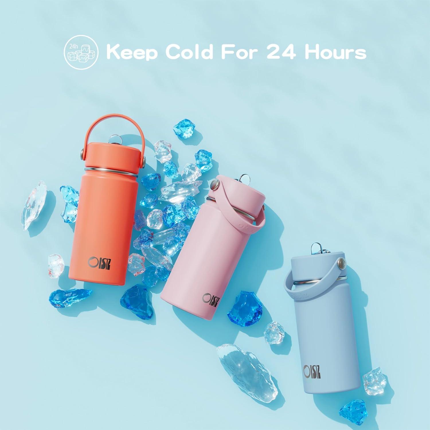 Botella de Agua OISIZ 414 ml con Tapa de Pajita Rosa