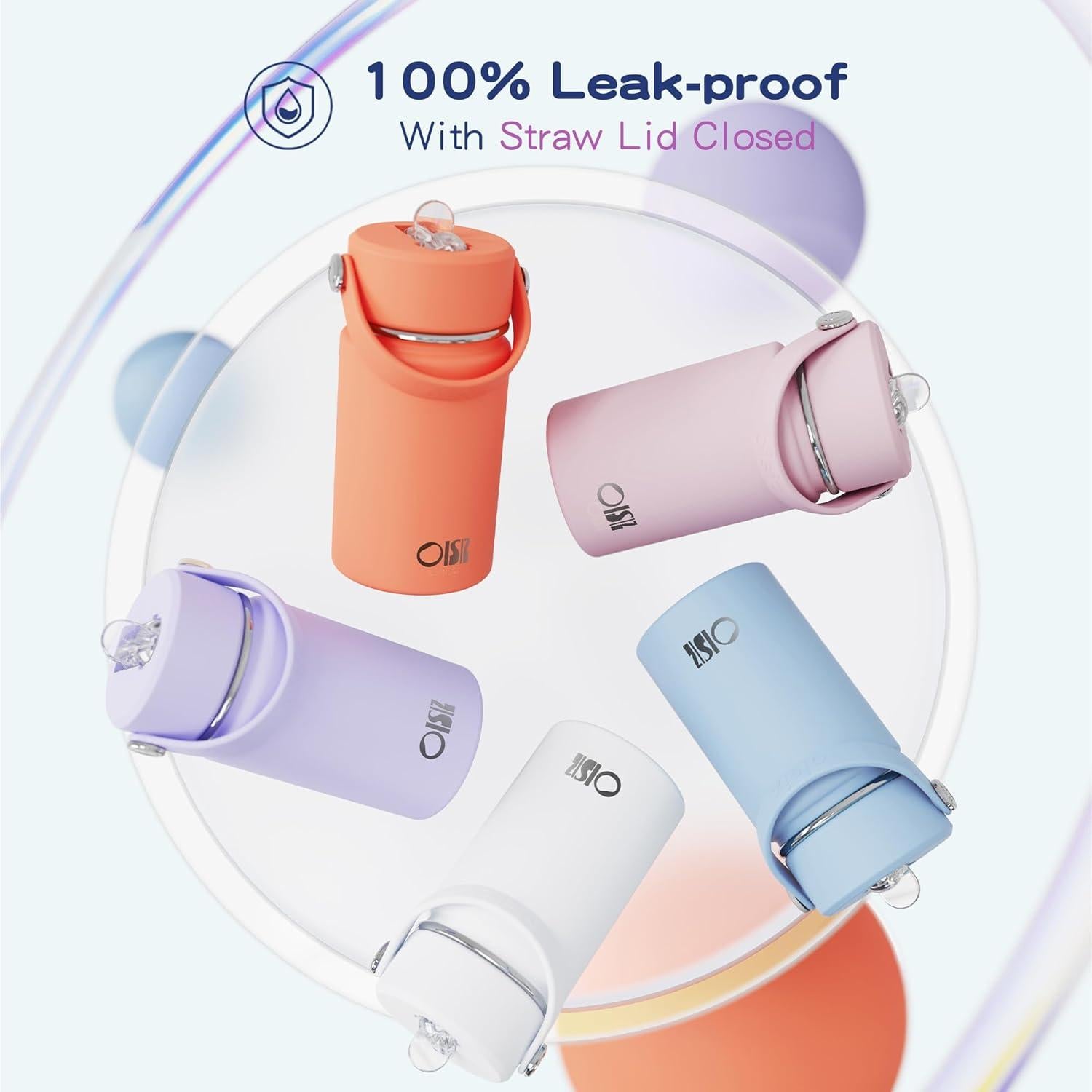Botella de Agua OISIZ 414 ml con Tapa de Pajita Rosa