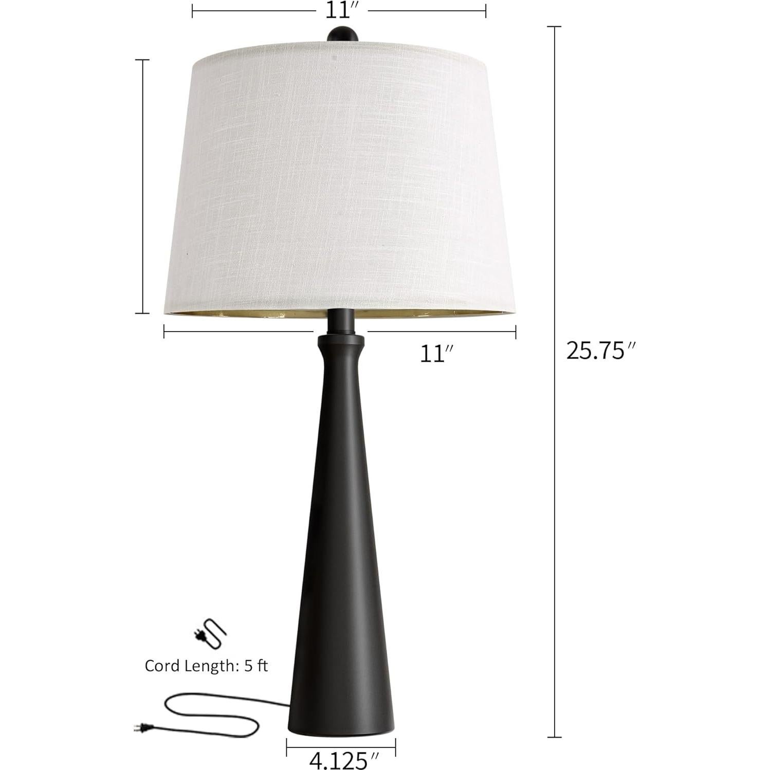 Lámpara de Mesa Oneach 65 cm Negra con Control Táctil Dimmable