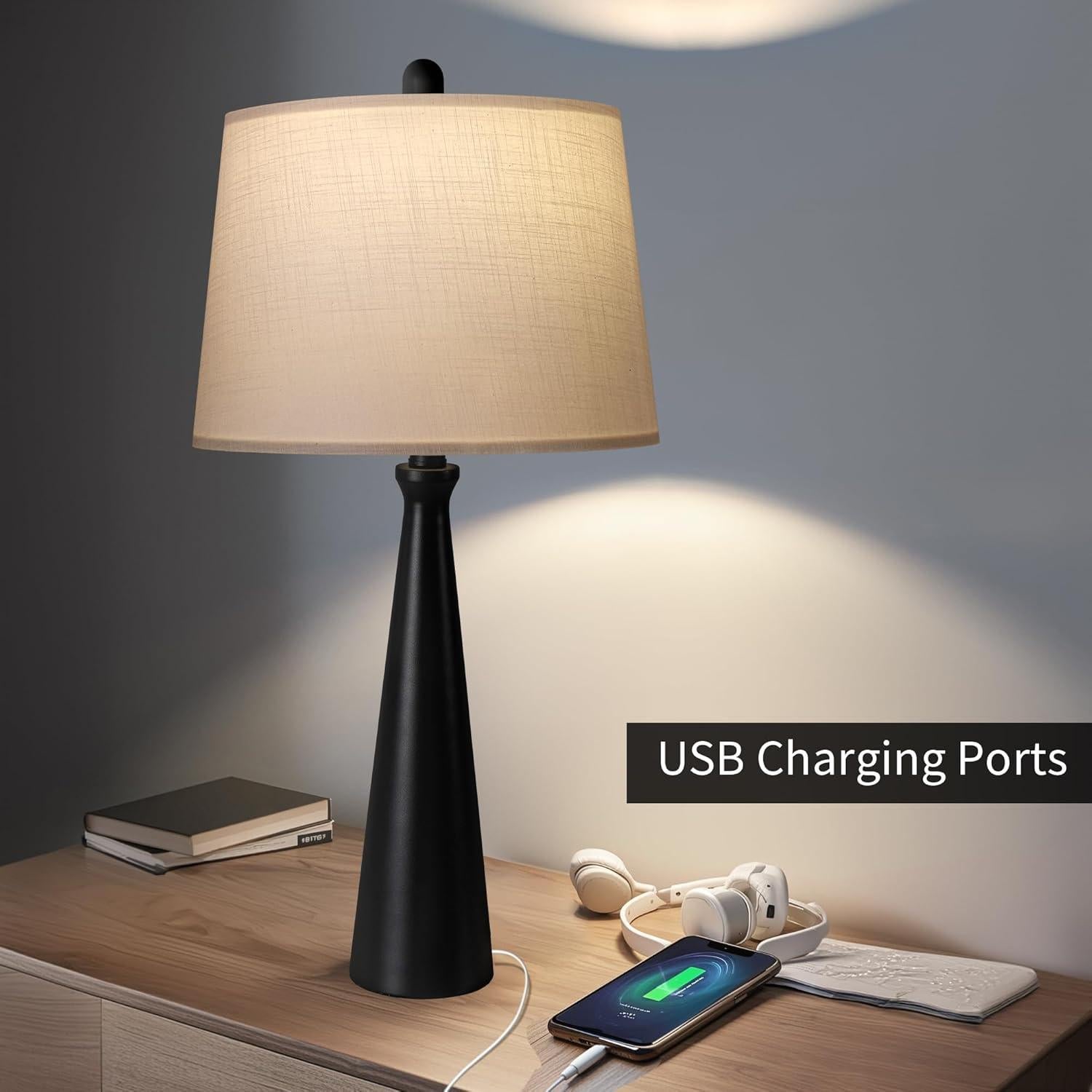 Lámpara de Mesa Oneach 65 cm Negra con Control Táctil Dimmable