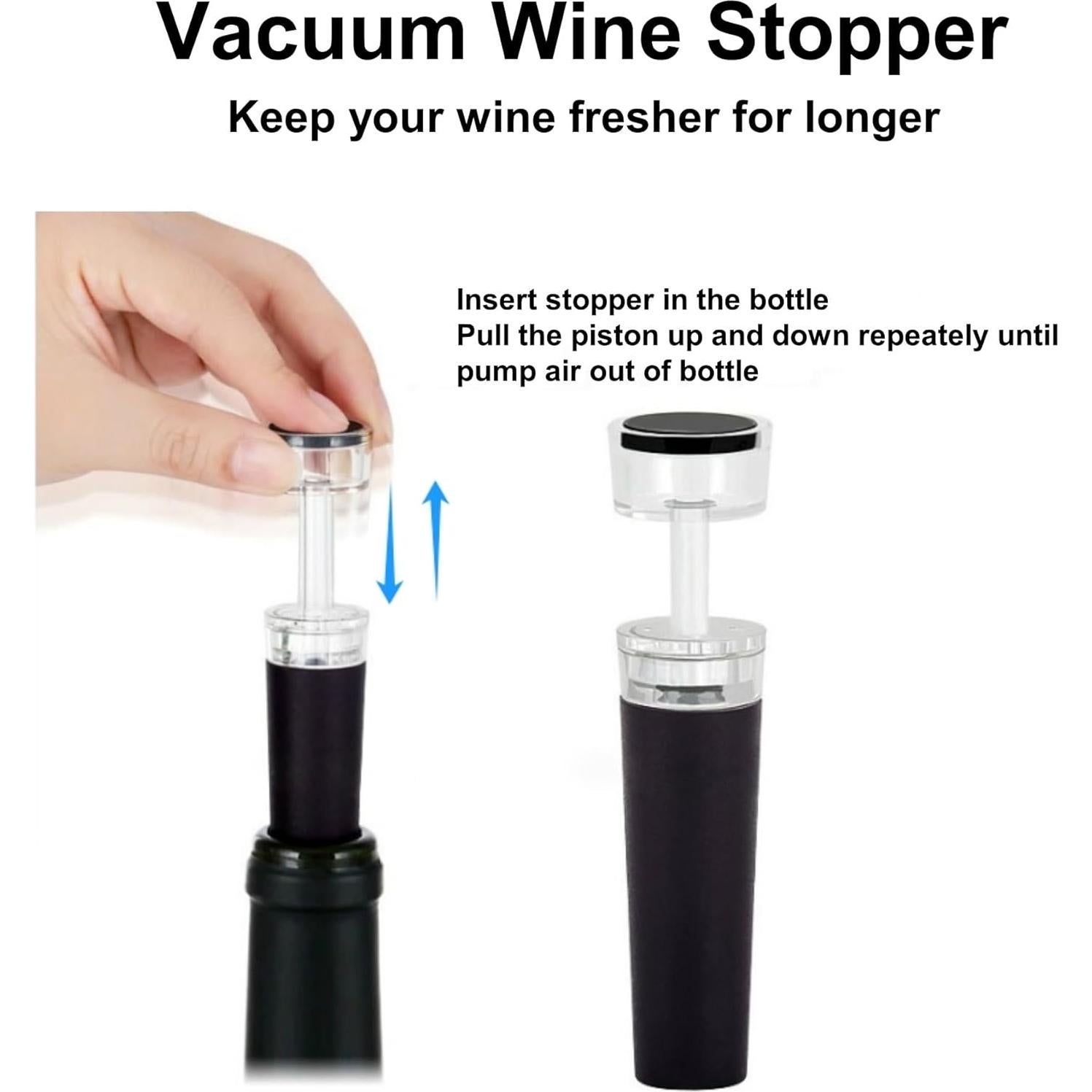 Abridor Eléctrico de Vino Yomety con Accesorios y Base - Negro