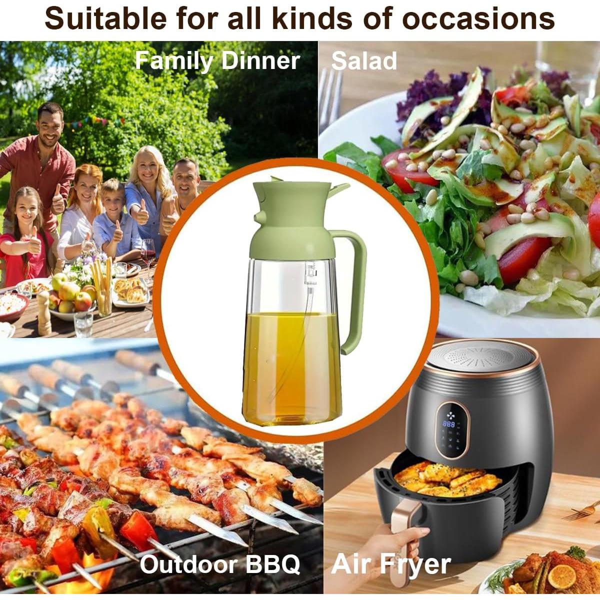 Rociador de Aceite RFetomax 550ml Vidrio Verde Claro