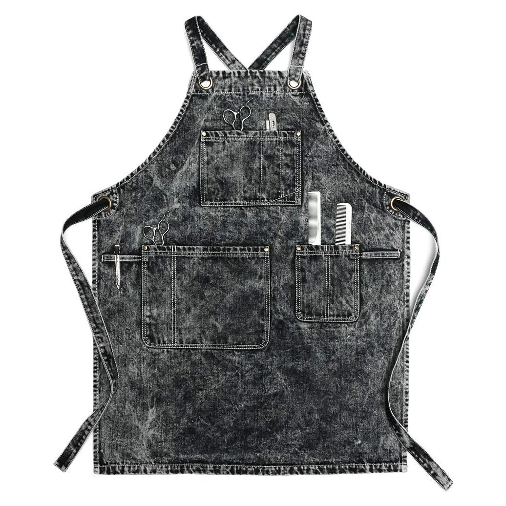 Delantal de Mezclilla Jeanerlor Ajustable Unisex Negro 81.3x63cm