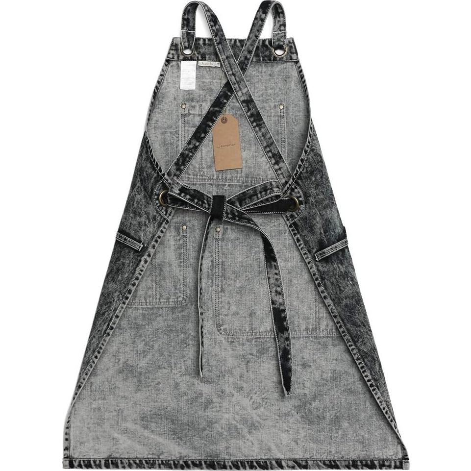 Delantal de Mezclilla Jeanerlor Ajustable Unisex Negro 81.3x63cm