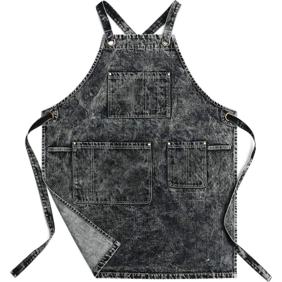 Delantal de Mezclilla Jeanerlor Ajustable Unisex Negro 81.3x63cm