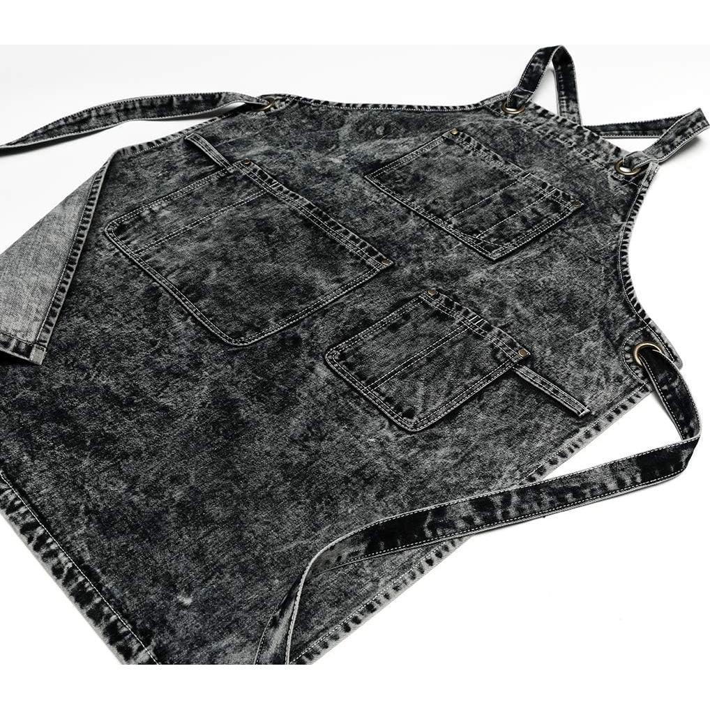 Delantal de Mezclilla Jeanerlor Ajustable Unisex Negro 81.3x63cm