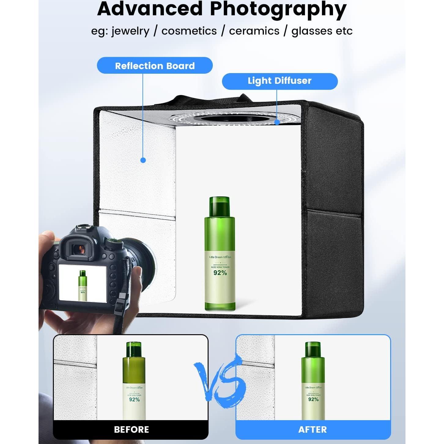 Caja de Luz de Estudio Fotográfico Fasonic 30x30cm con 120 LED